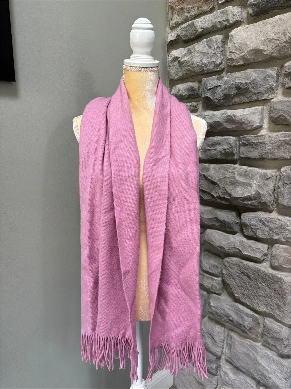 Soft Pink Fringe Scarf